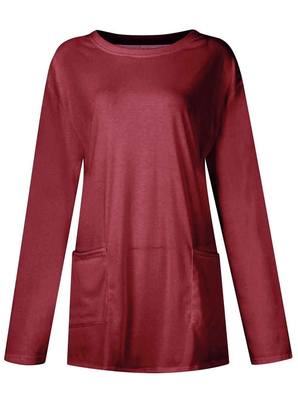 Full Size Pocketed Round Neck Long Sleeve T-Shirt, image 33