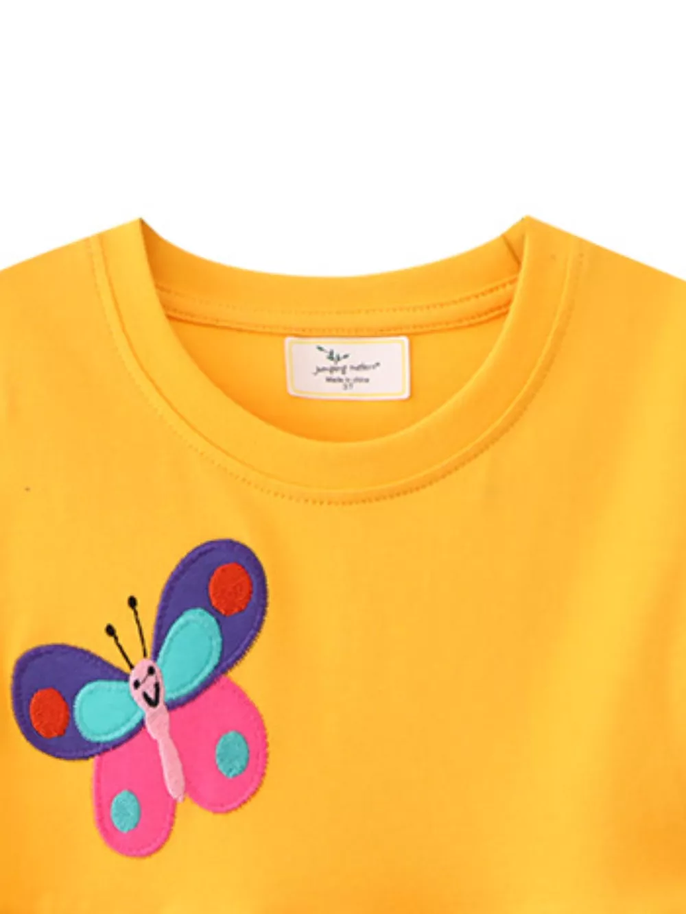Children's Butterfly & Rainbow Round Neck Casual Dress, image 4