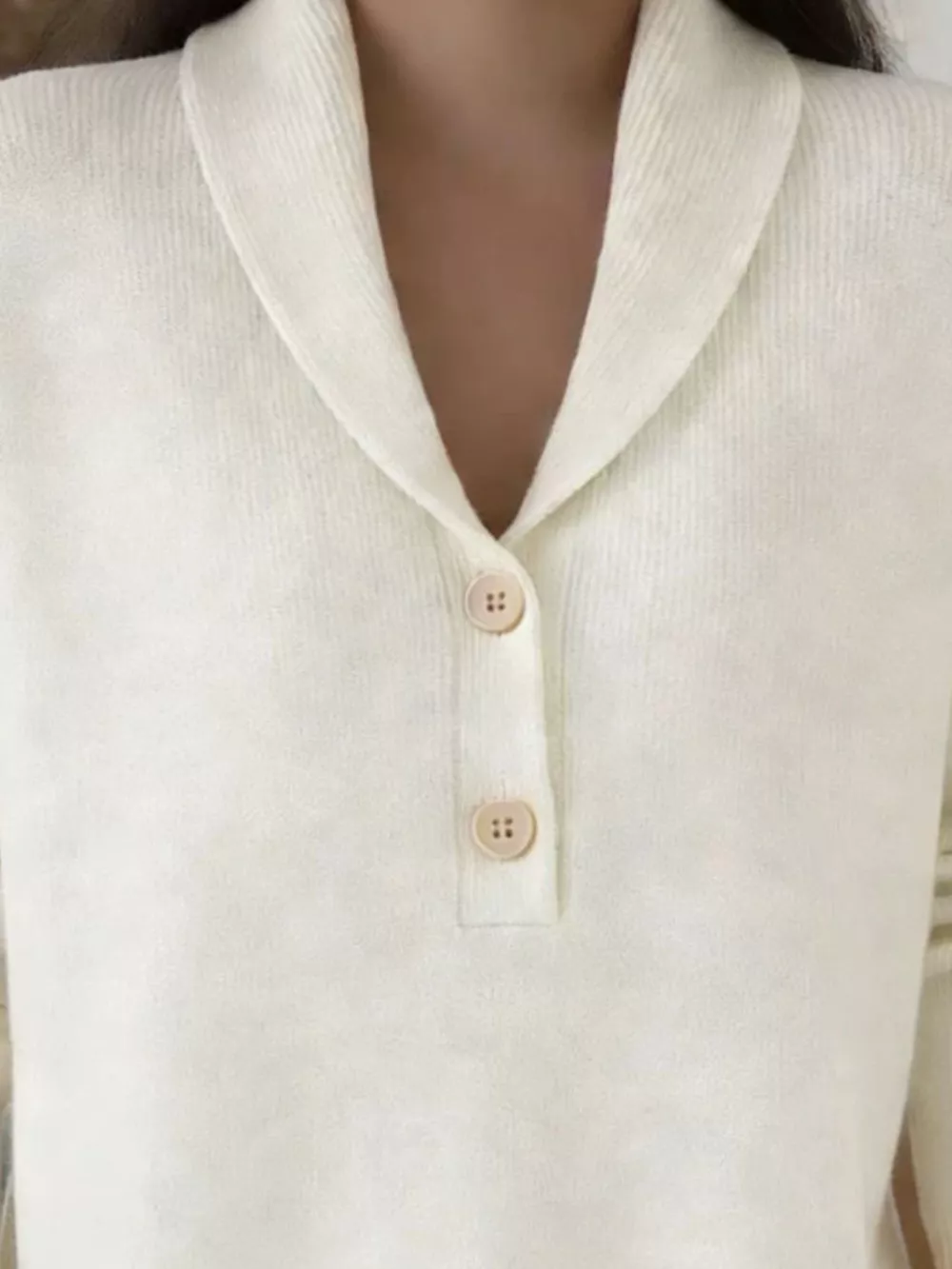 Shawl Collar Button Detail Sweater, image 6
