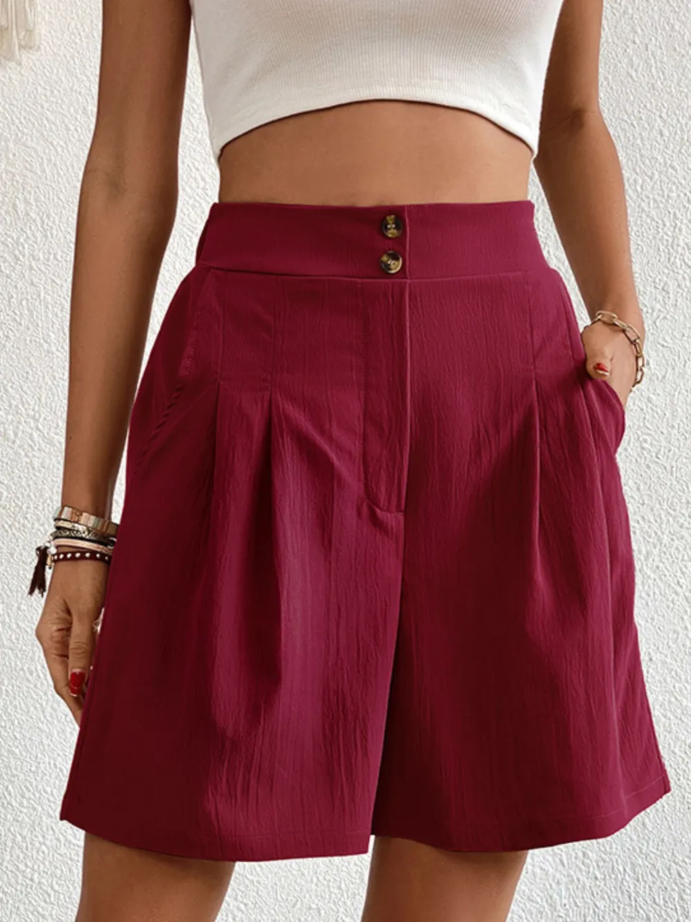 High-Waisted Pleated Shorts, image 8