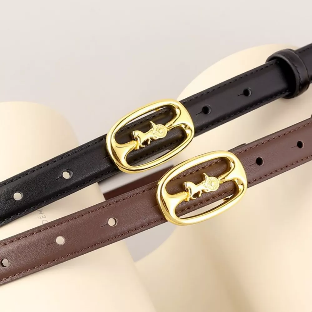 Leather Belt with Horse Carriage Buckle, image 4