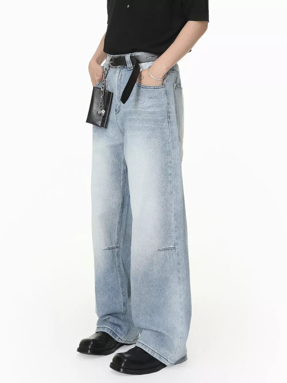 Men's Washed Wide-Leg Jeans, image 6