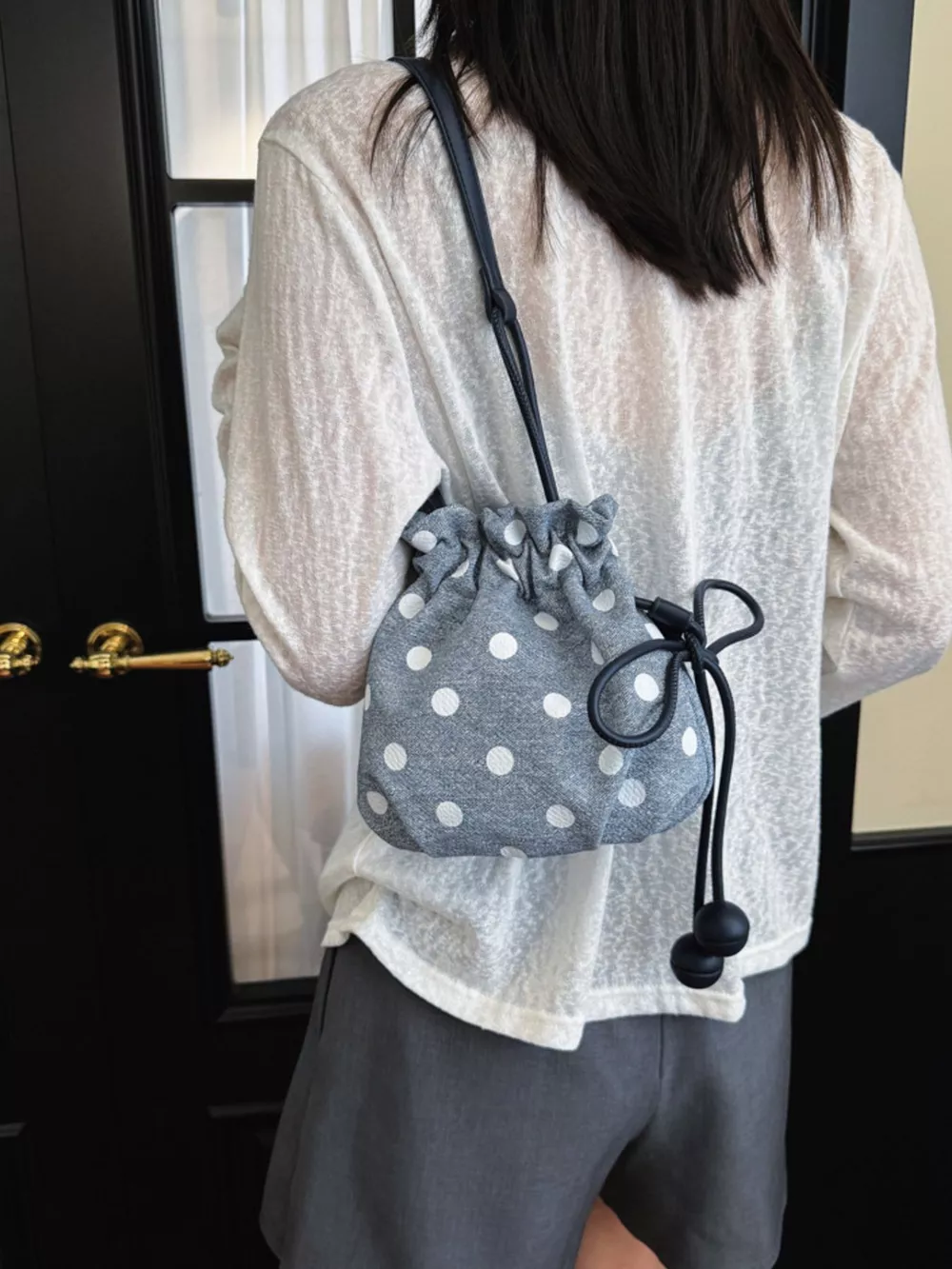 Polka Dot Drawstring Crossbody Bag, image 7
