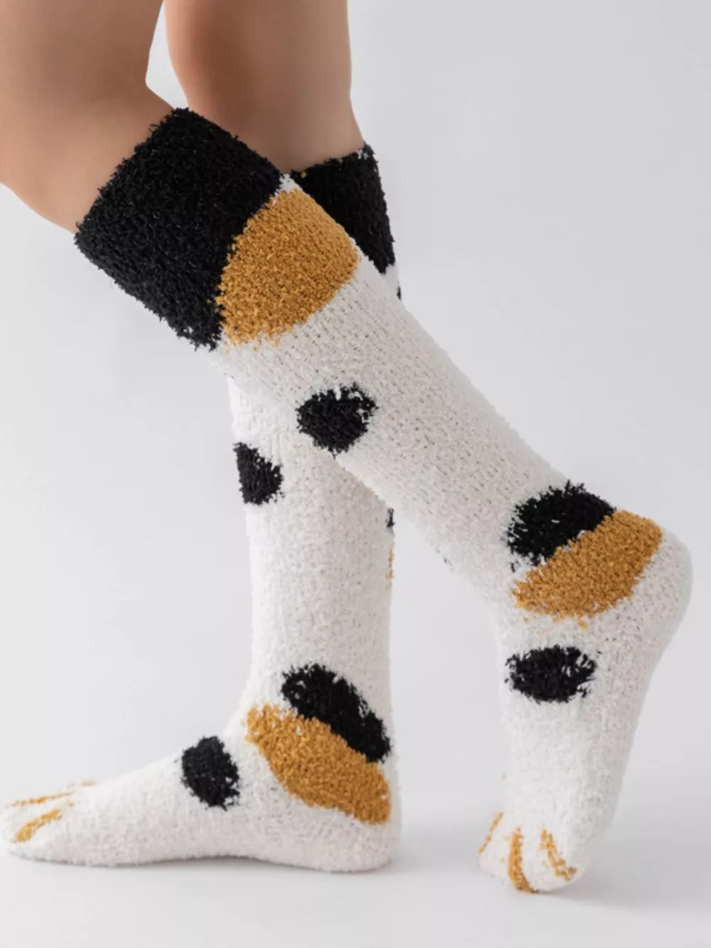 Fuzzy Knee-High Animal Paw Socks, image 7