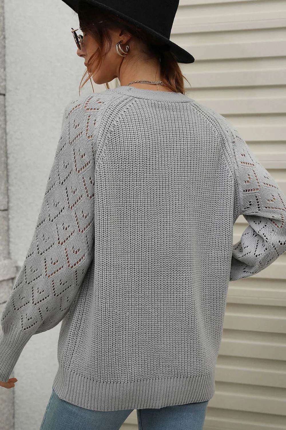 Rib-Knit Plunge Raglan Sleeve Cardigan, image 6