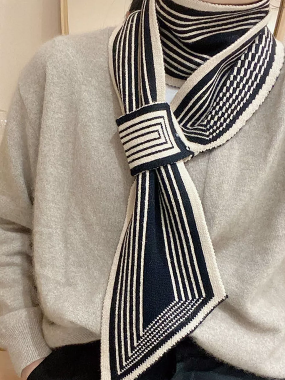 Striped Knitted Winter Scarf, image 4