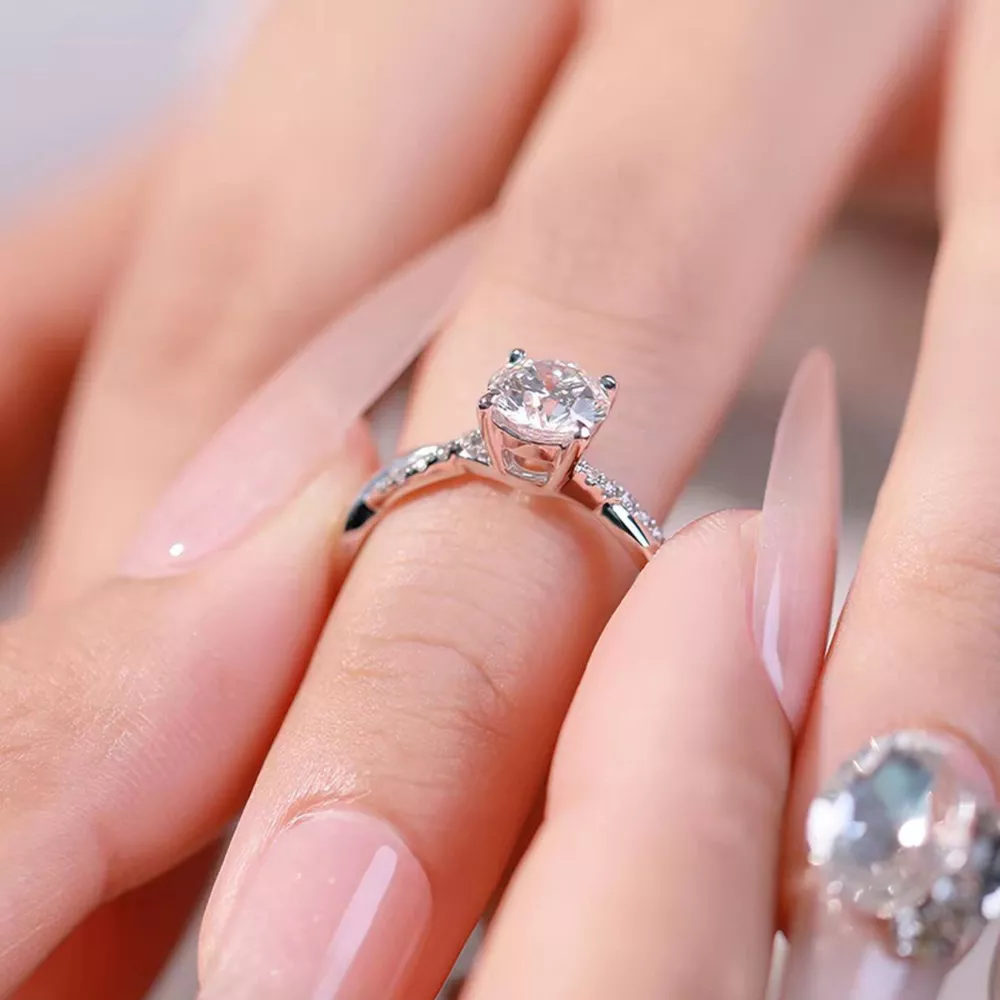 1 Carat Moissanite 925 Sterling Silver Ring, image 3