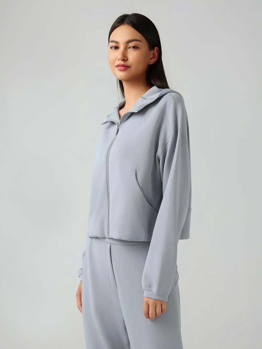 Zip Up Dropped Shouder Active Hooded, image 20
