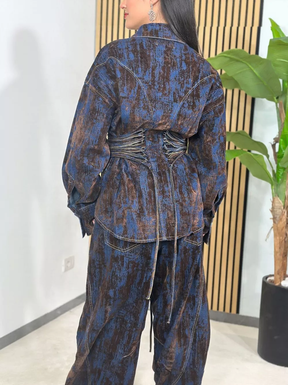 Lace Up Button Up Jacket and Jeans Denim Set, image 10