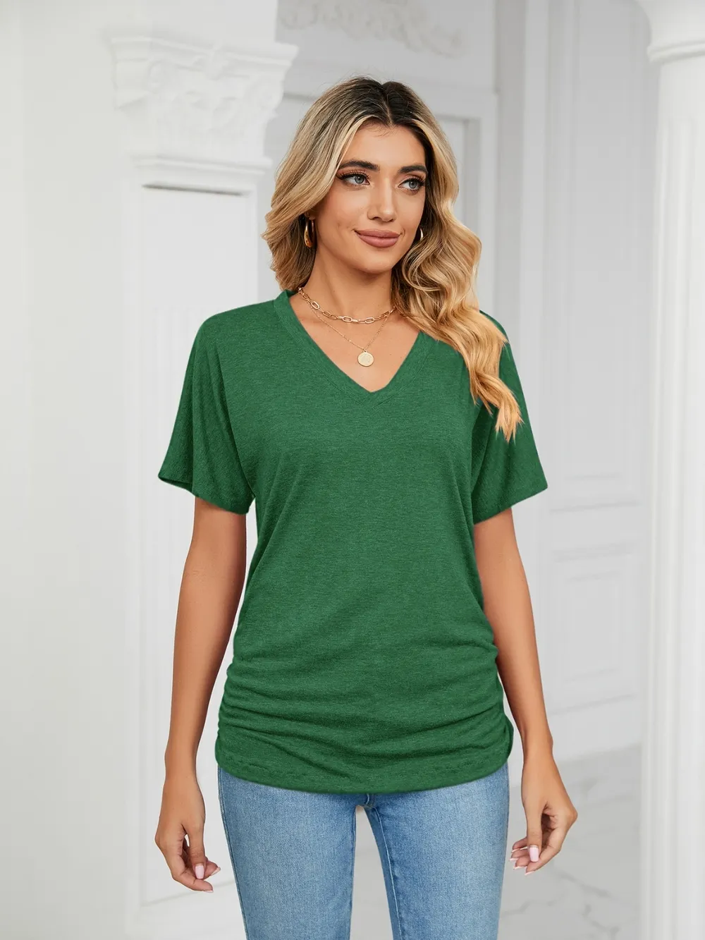 V-Neck Short Sleeve T-Shirt, image 15