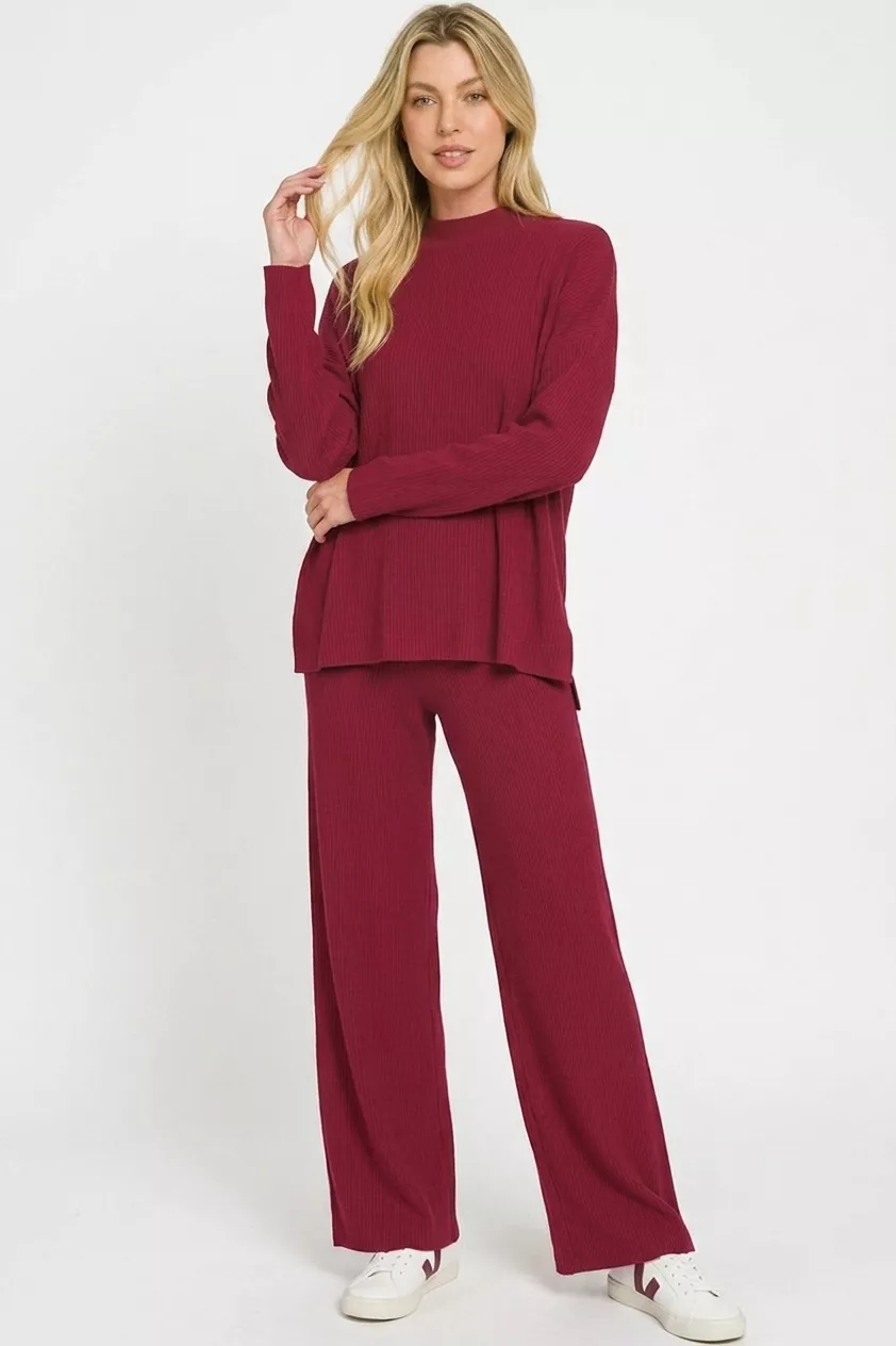 Zenana Viscose Sweater Top & Pants Set, image 3