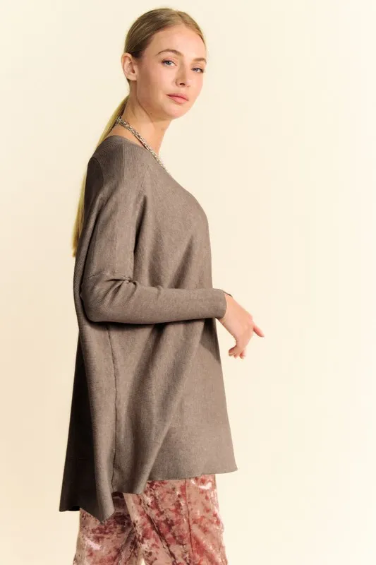 Round Neck Dropped Shoulder Long Sleeve Knit Top, image 4