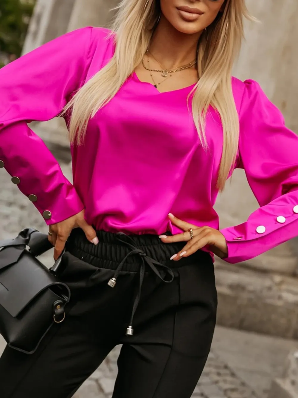 V-Neck Long Sleeve Blouse, image 13