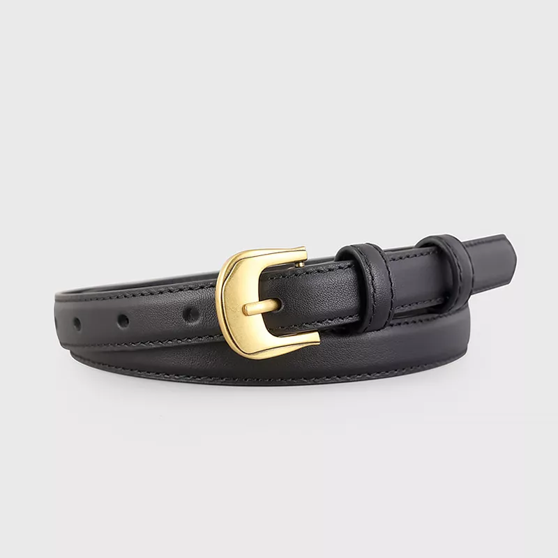 Leather Belt with Golden Buckle, image 3