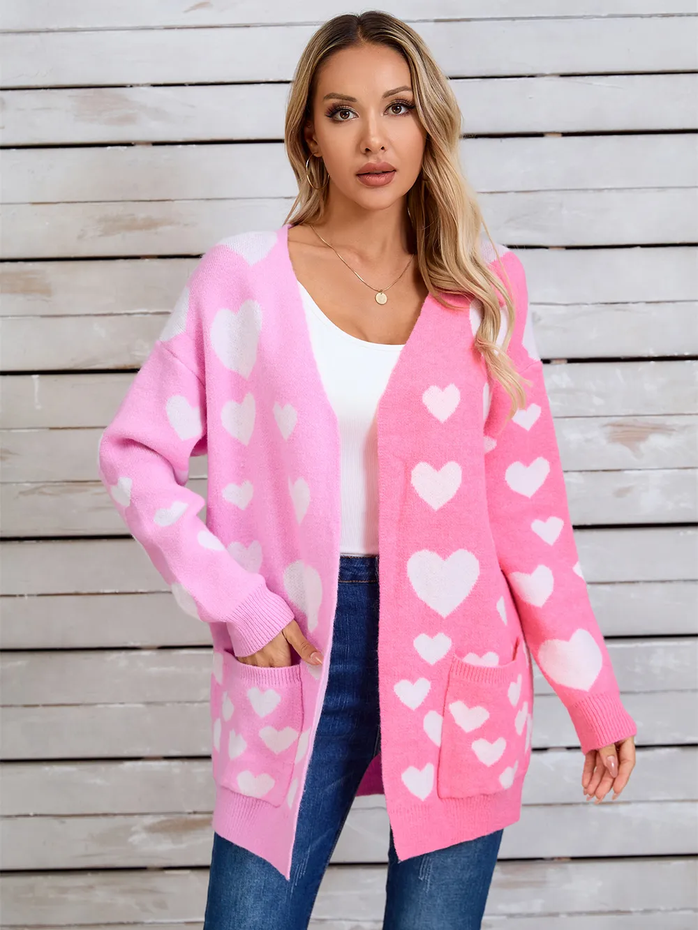Heart Open Front Long Sleeve Cardigan, image 11