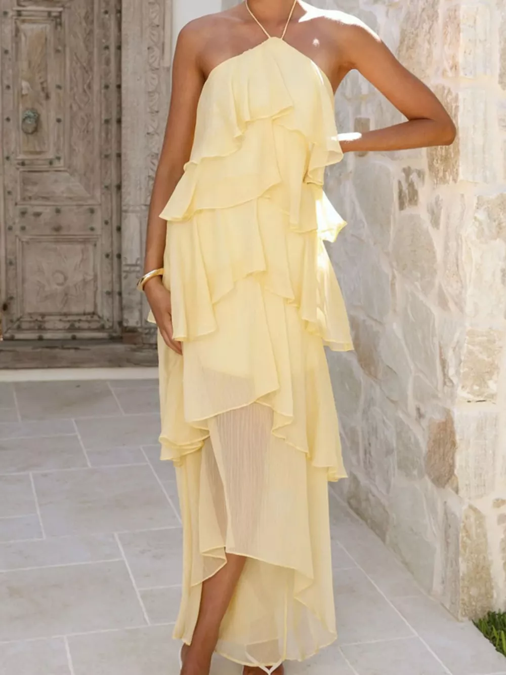 Layered Ruffled Halter Neck Dress, image 10
