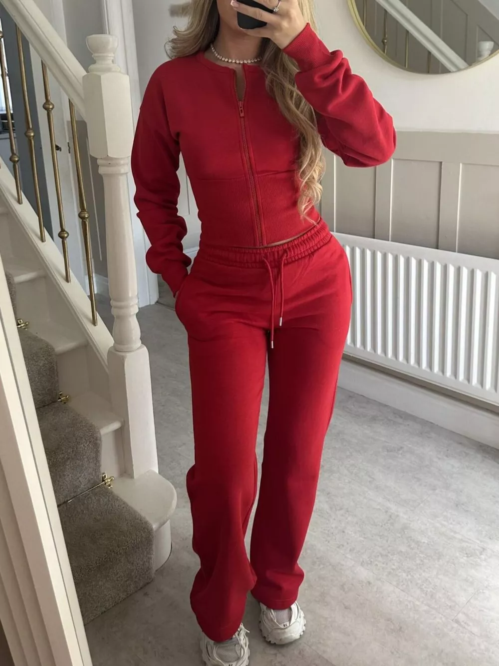 Zip-Up Crop Hoodie and High-Waisted Pants Set, image 22