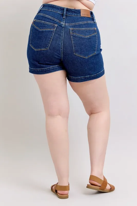 Full Size High Waist Tummy Control Denim Shorts Plus Size, image 8