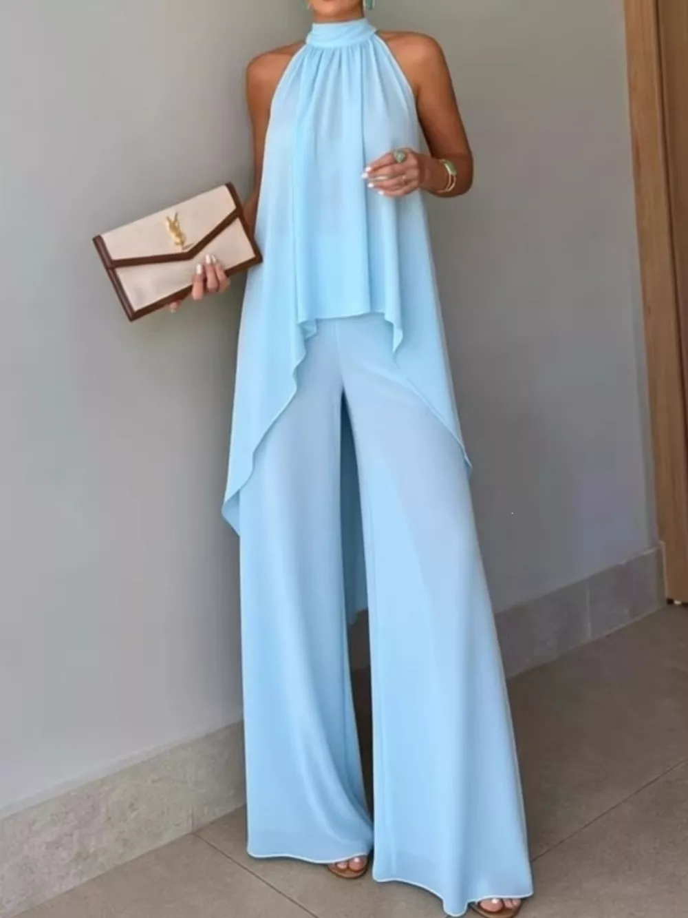Full Size High-Low Sleeveless Top and Wide-Leg Pants Two-Piece Set Plus Size, image 12