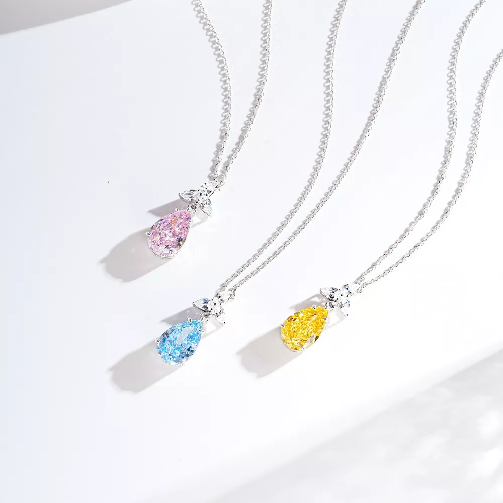 925 Sterling Silver Zircon Teardrop Necklace, image 3
