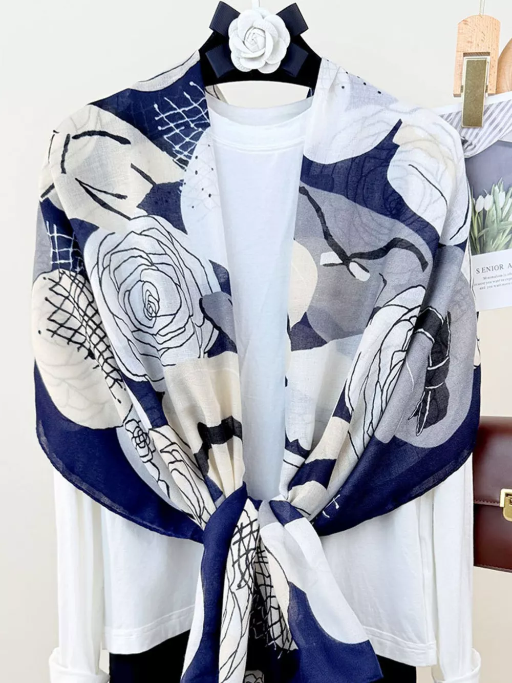 Flower Print Lightweight Scarf, image 2