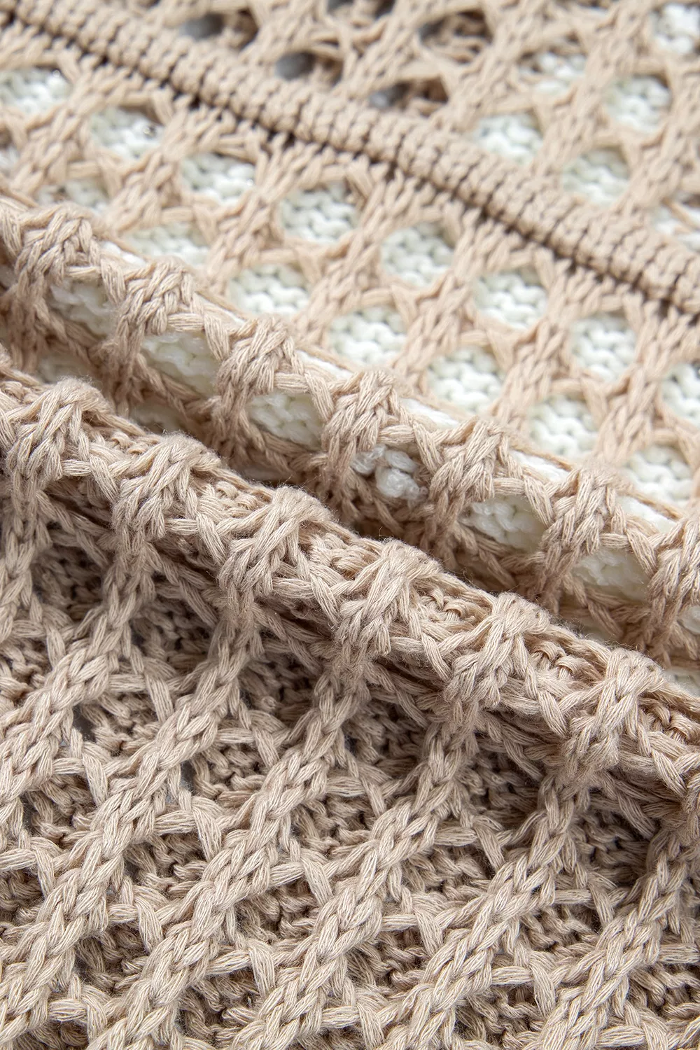 Star Pattern Crochet Hooded Drawstring Knit Cover Up, image 6
