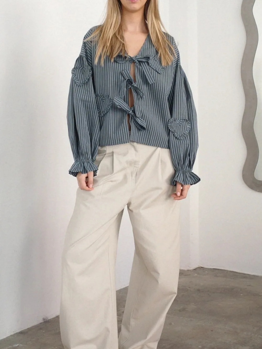 Tied Flounce Sleeve Blouse, image 7