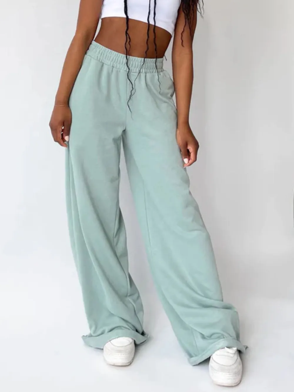 Elastic Waist Wide Leg Pants, image 17
