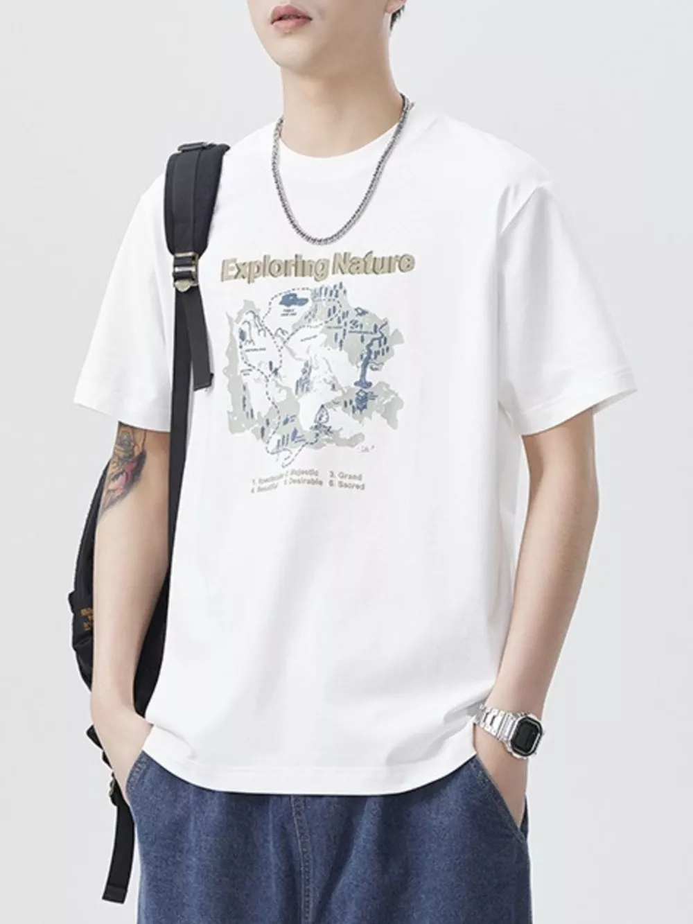 Men's Plus Size Graphic Round Neck Short Sleeve T-Shirt, image 4