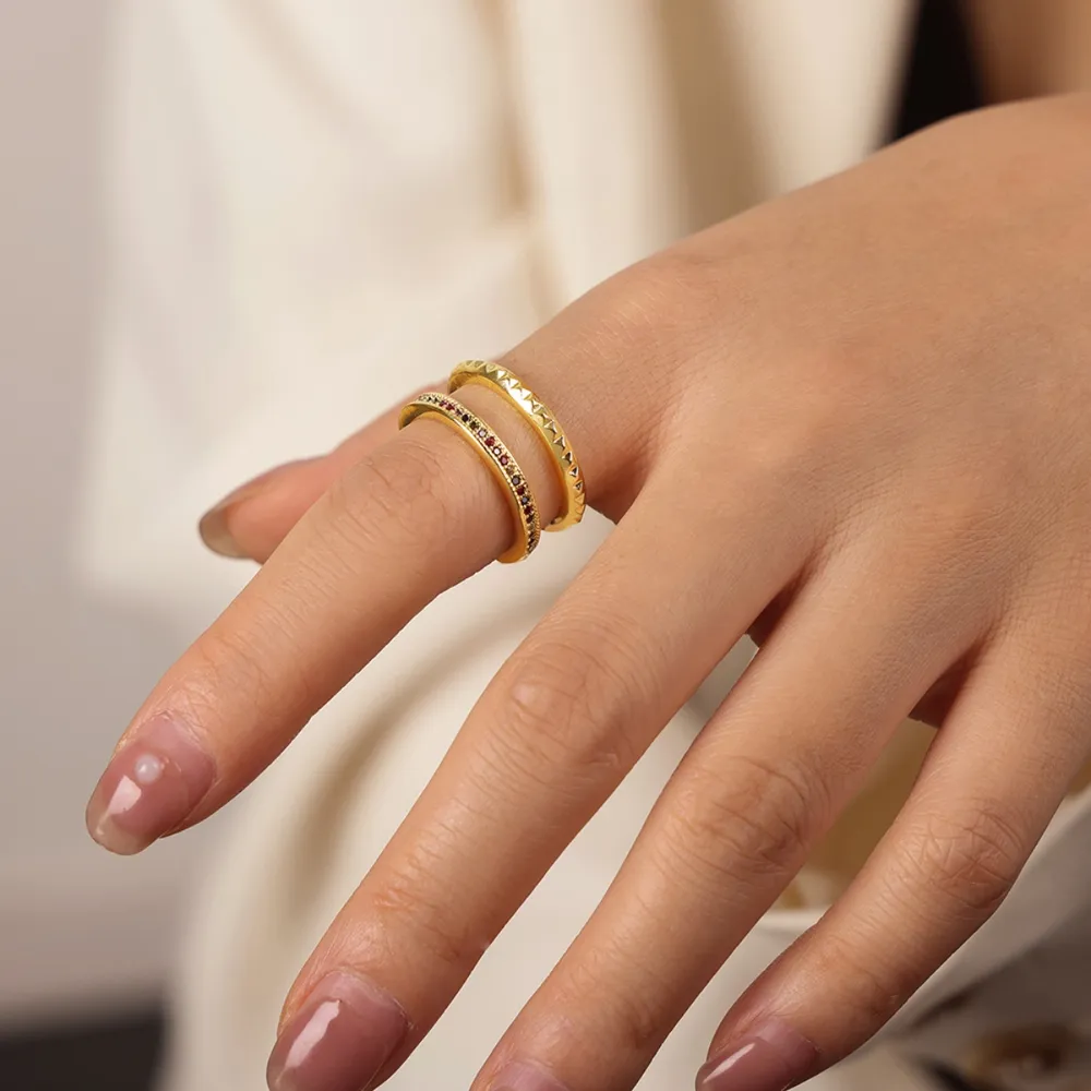 Gold-Plated Czech Diamond Double-Layered Ring, image 4