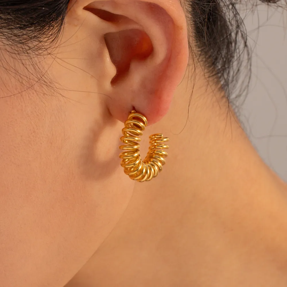 18K Gold-Plated Stainless Steel C-Hoop Earrings, image 4