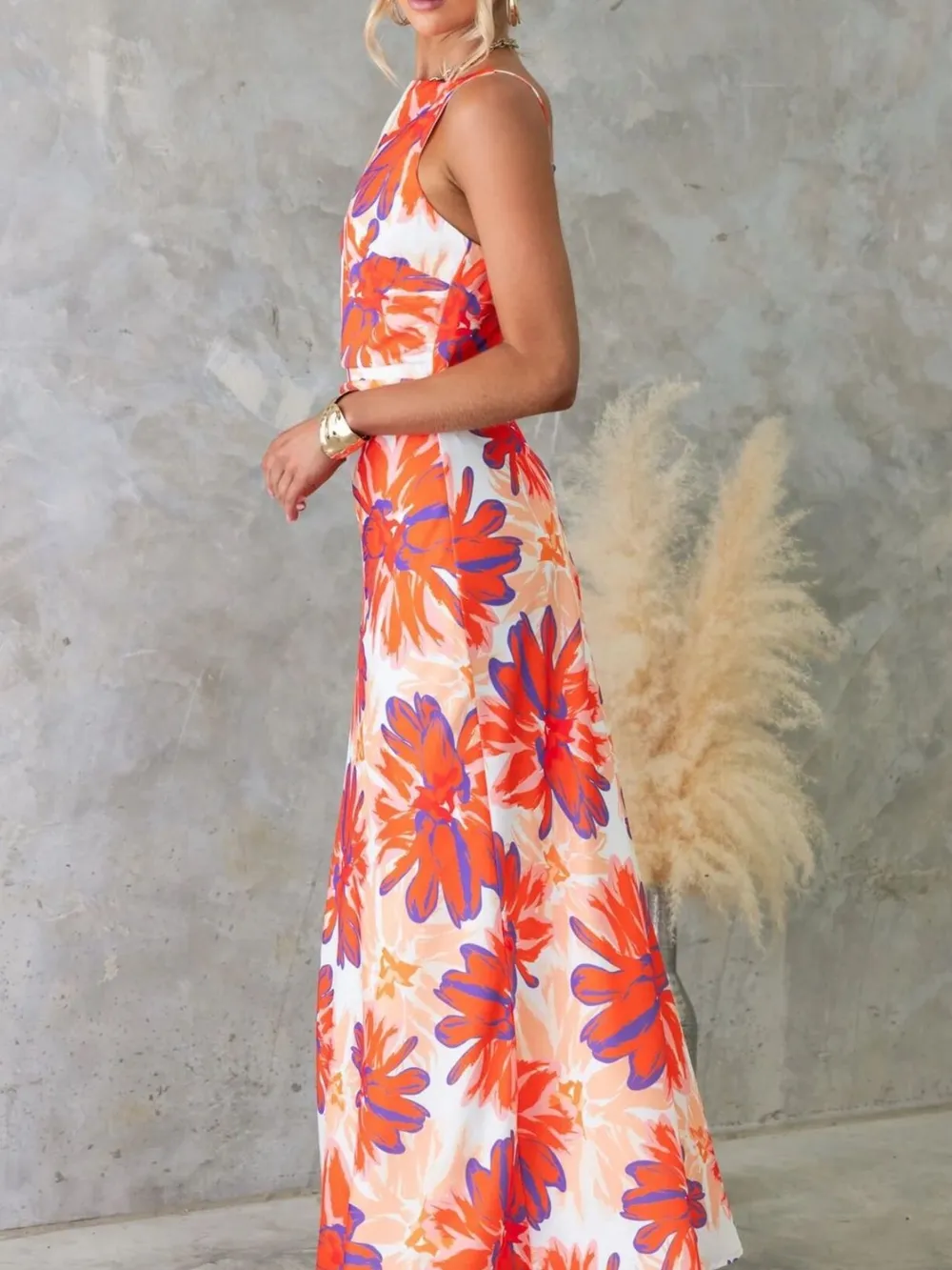 Printed Backless Sleeveless Maxi Dress, image 10