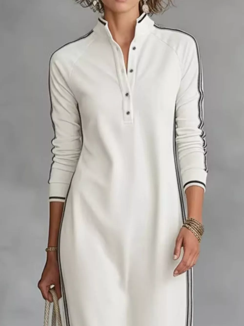 Side Stripe Detail Slit Maxi Dress, image 3