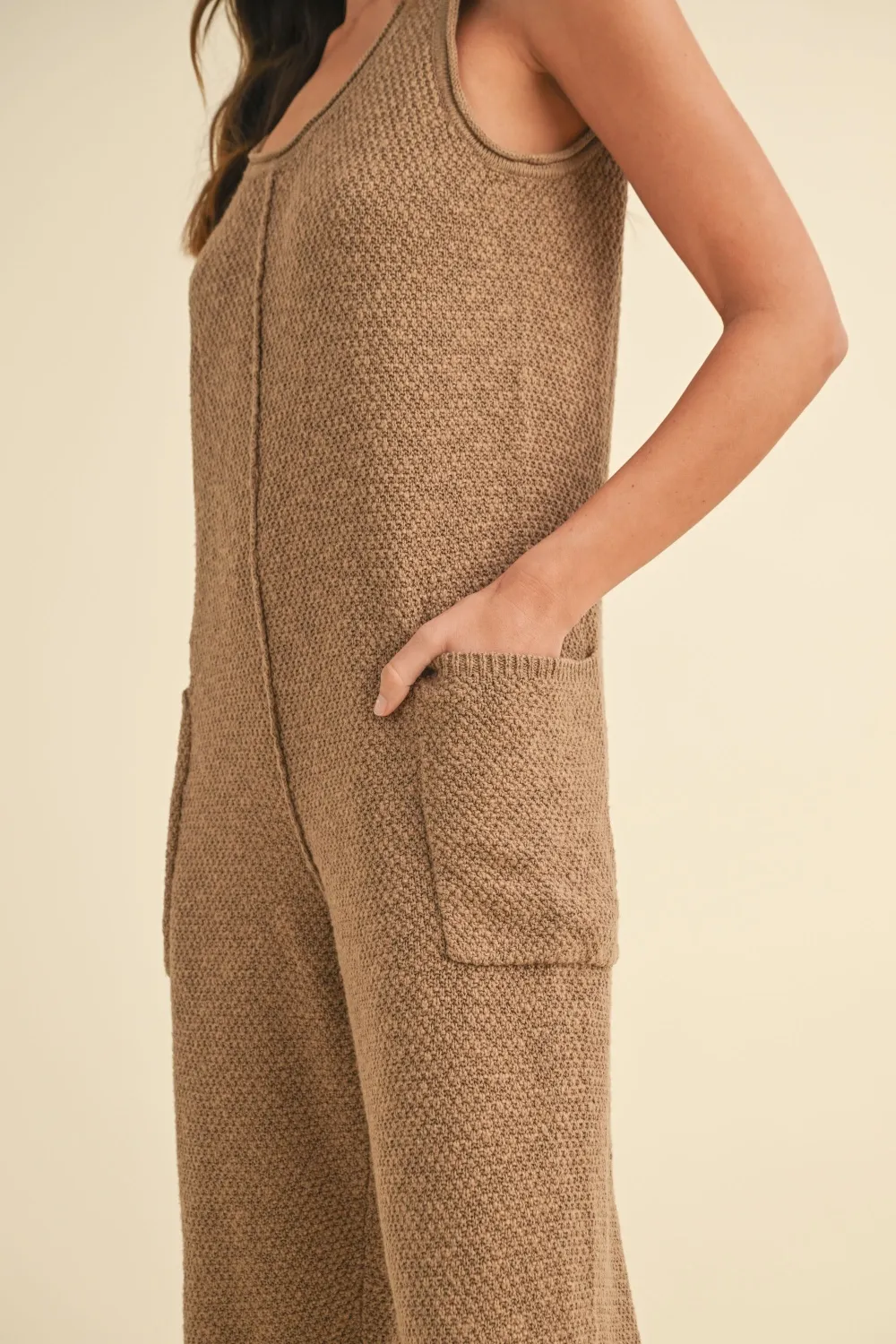 Sleeveless Knit Crop Jumpsuit with Pockets, image 5