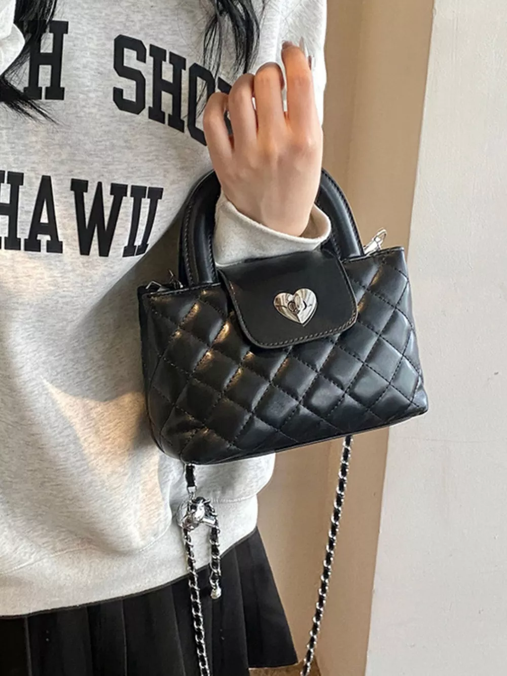 Quilted Heart Lock Crossbody Bag, image 7