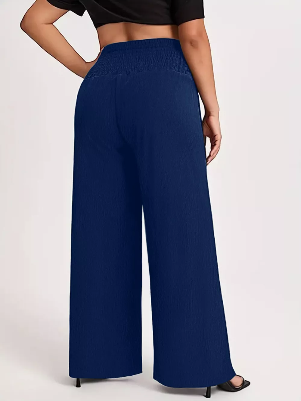 Plus Size High Waist Wide Leg Smocked Waist Pants, image 6
