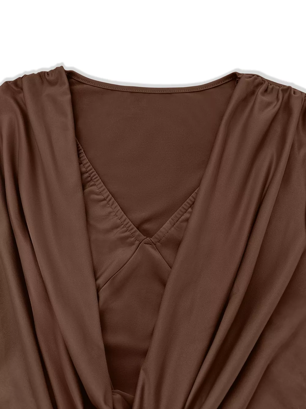 Draped V-Neck Long Sleeve Bodycon Mini Dress, image 16