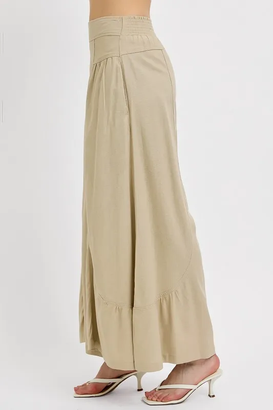 Shirring Detail Wide Leg Pants, image 4