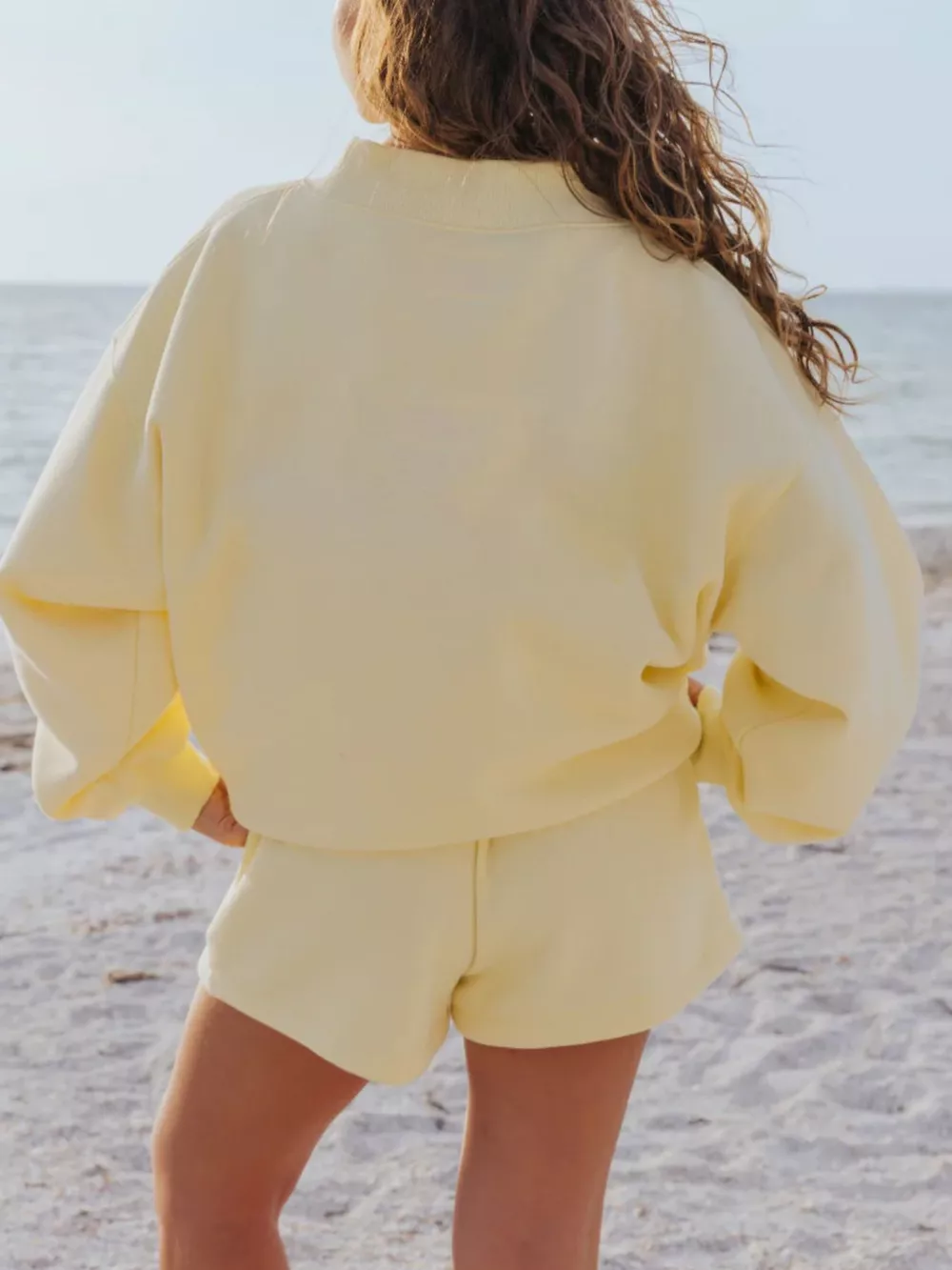 Relaxed Fit Round Neck Sweatshirt and Shorts Set, image 11