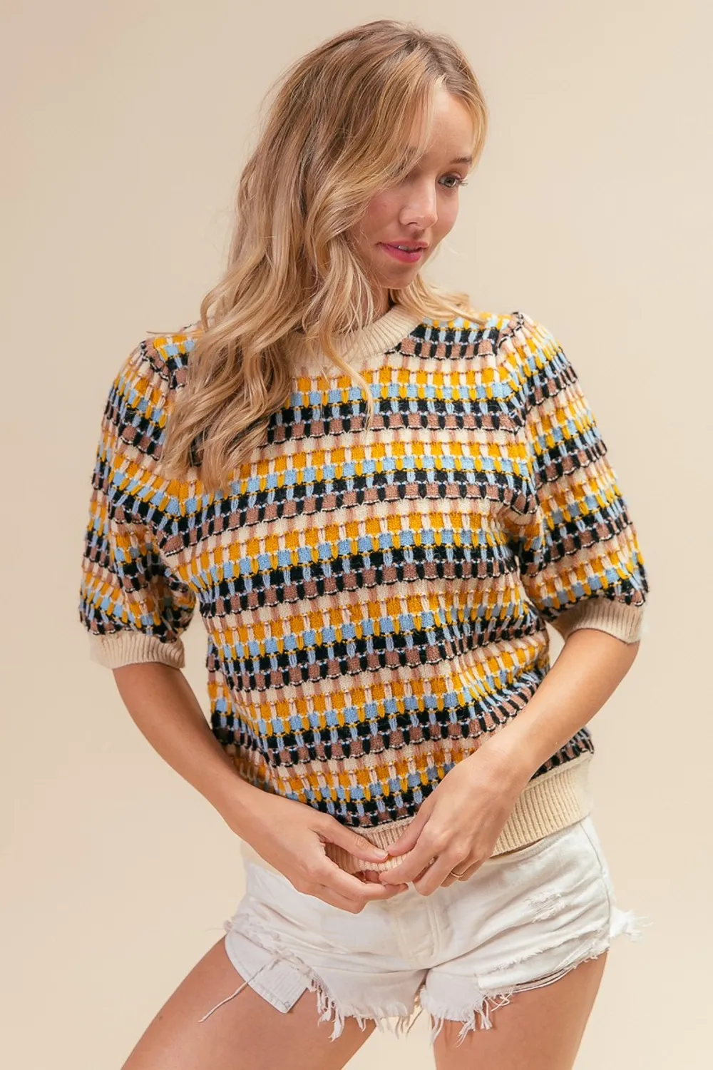 Multi Color Half Sleeve Sweater, image 3