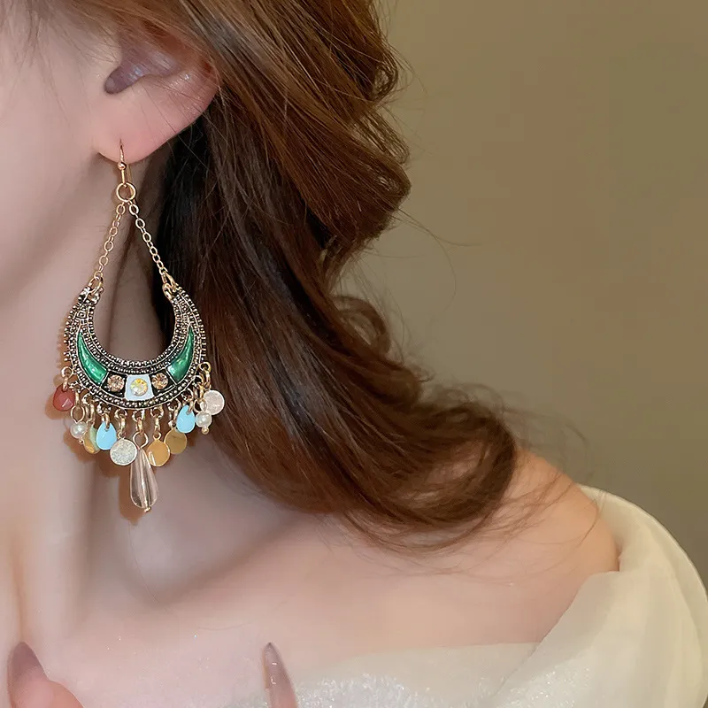 Rhinestone Resin Alloy Dangle Earrings, image 3