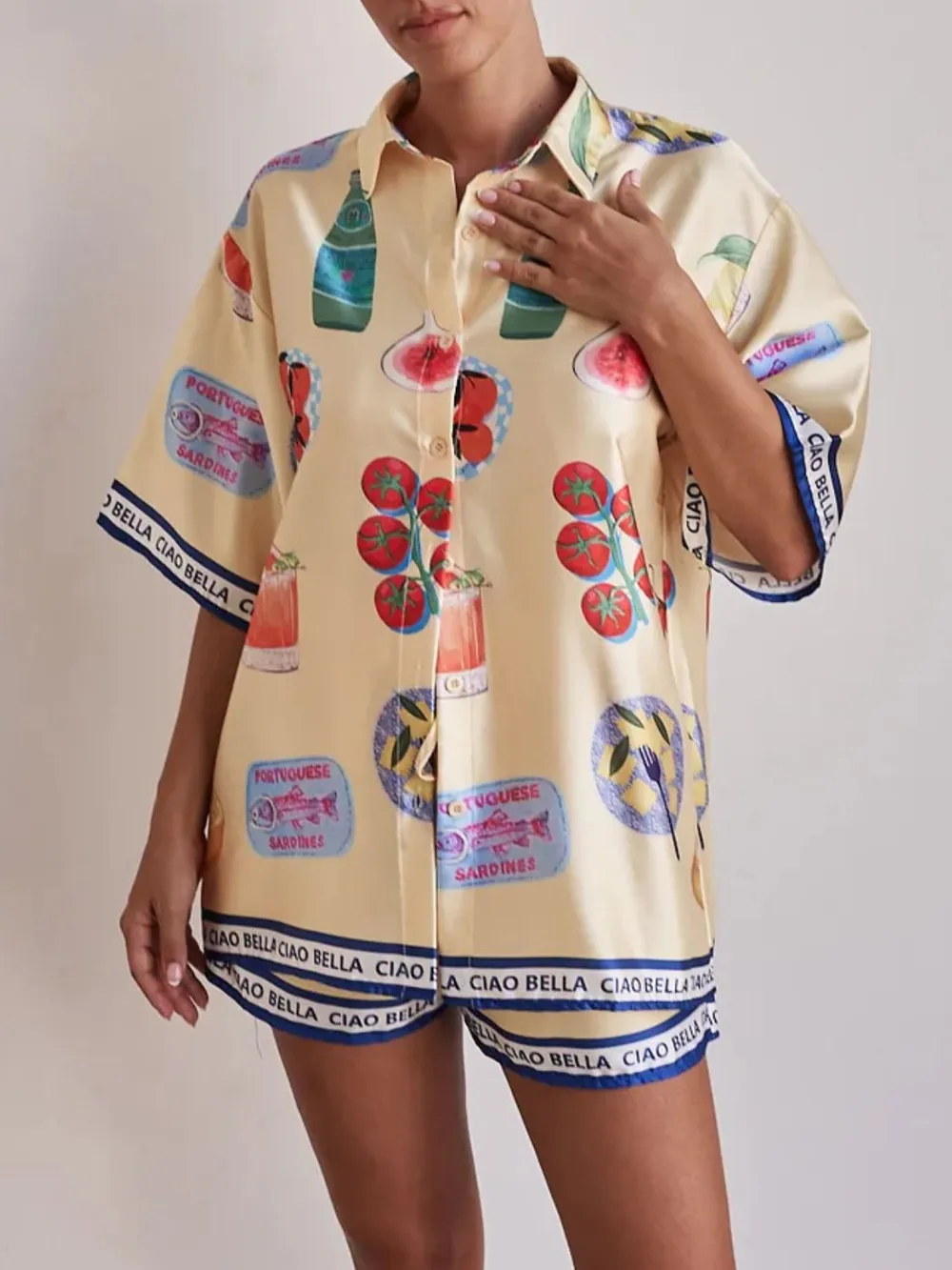 Printed Button Up Top and Shorts Set, image 8