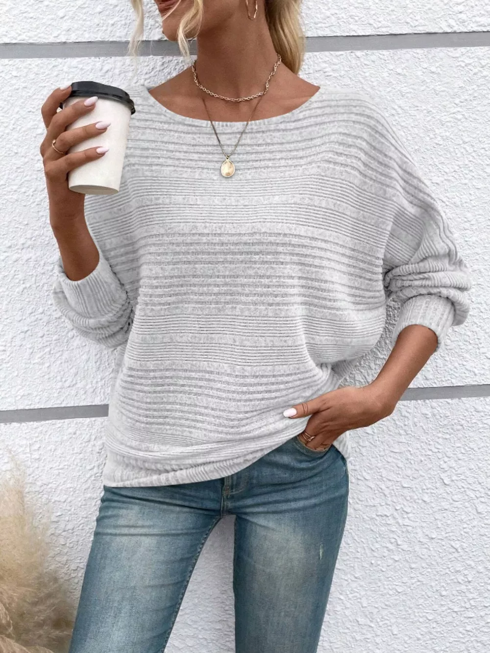 Relaxed Fit Ribbed Knit T-Shirt, image 13