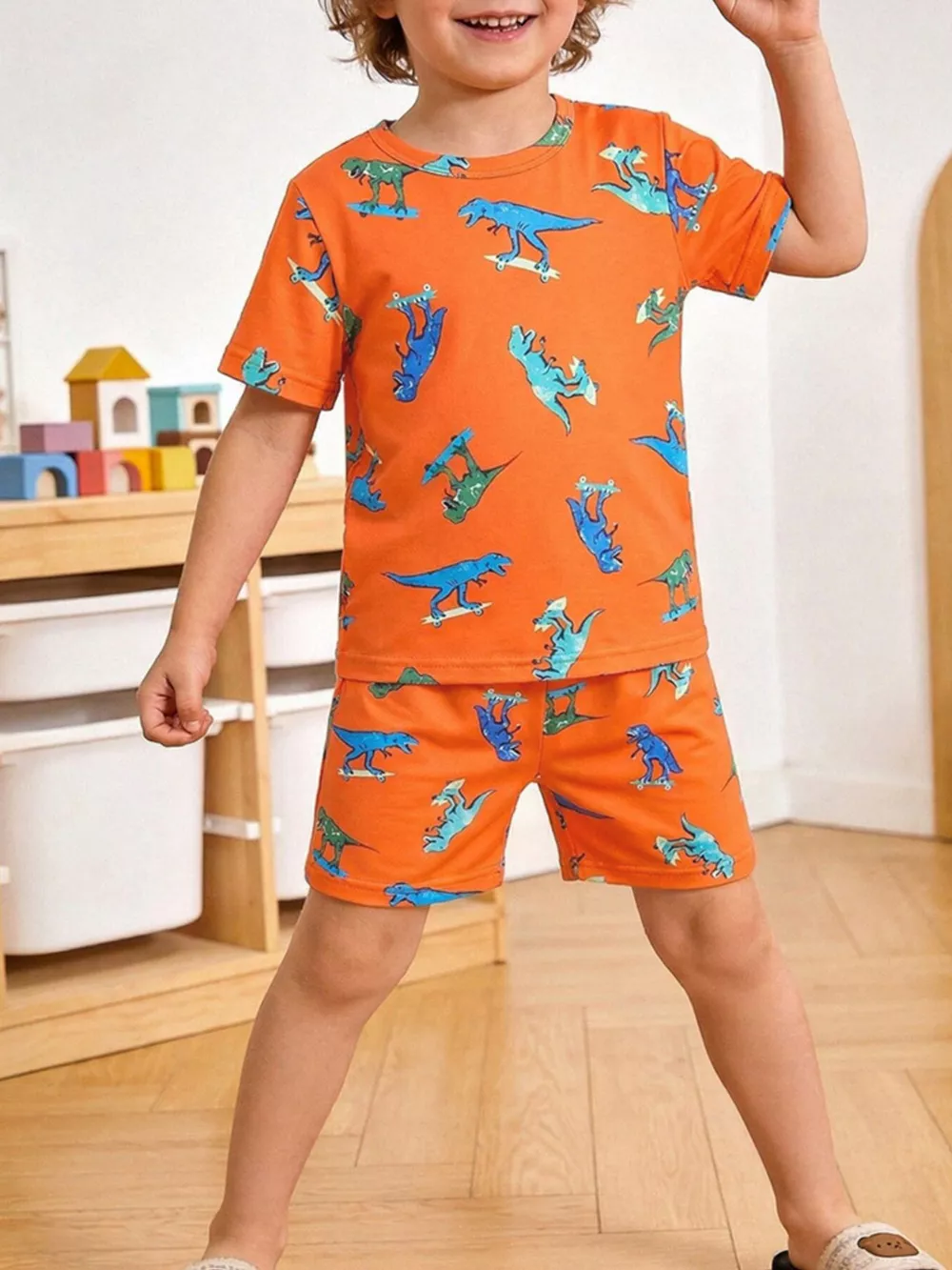 Children's Dinosaur Print Tee and Shorts Set