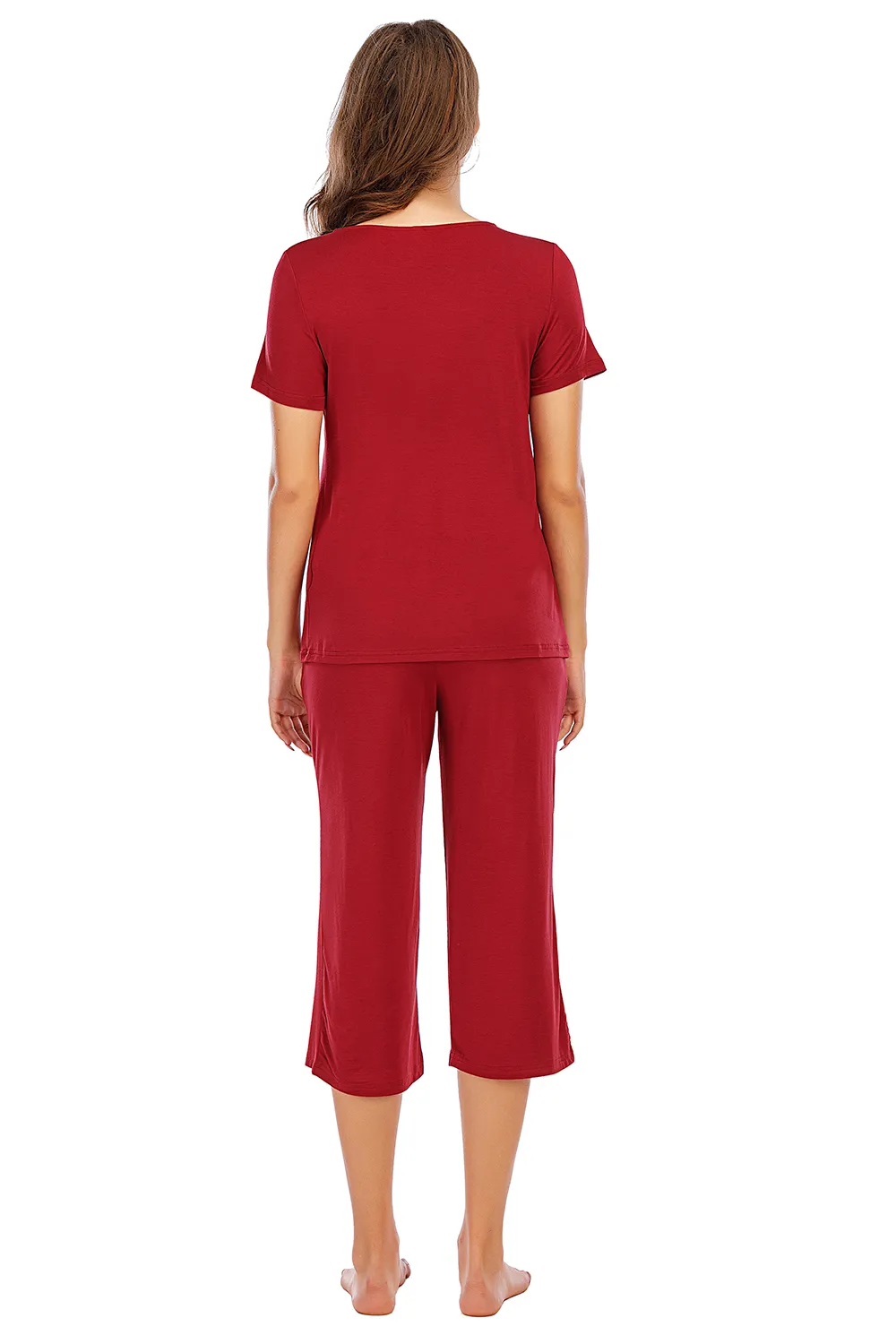 V-Neck Short Sleeve Top and Pants Lounge Set, image 6