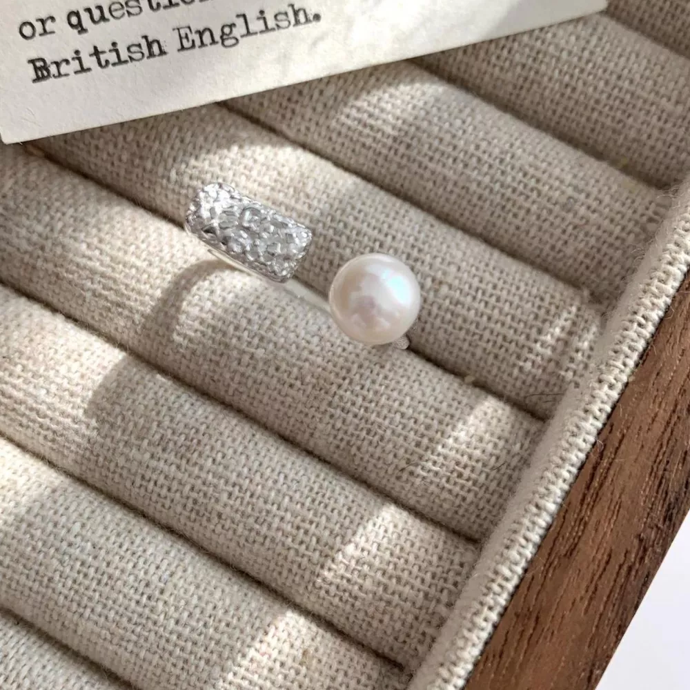 Pearl 925 Sterling Silver Open Ring, image 3