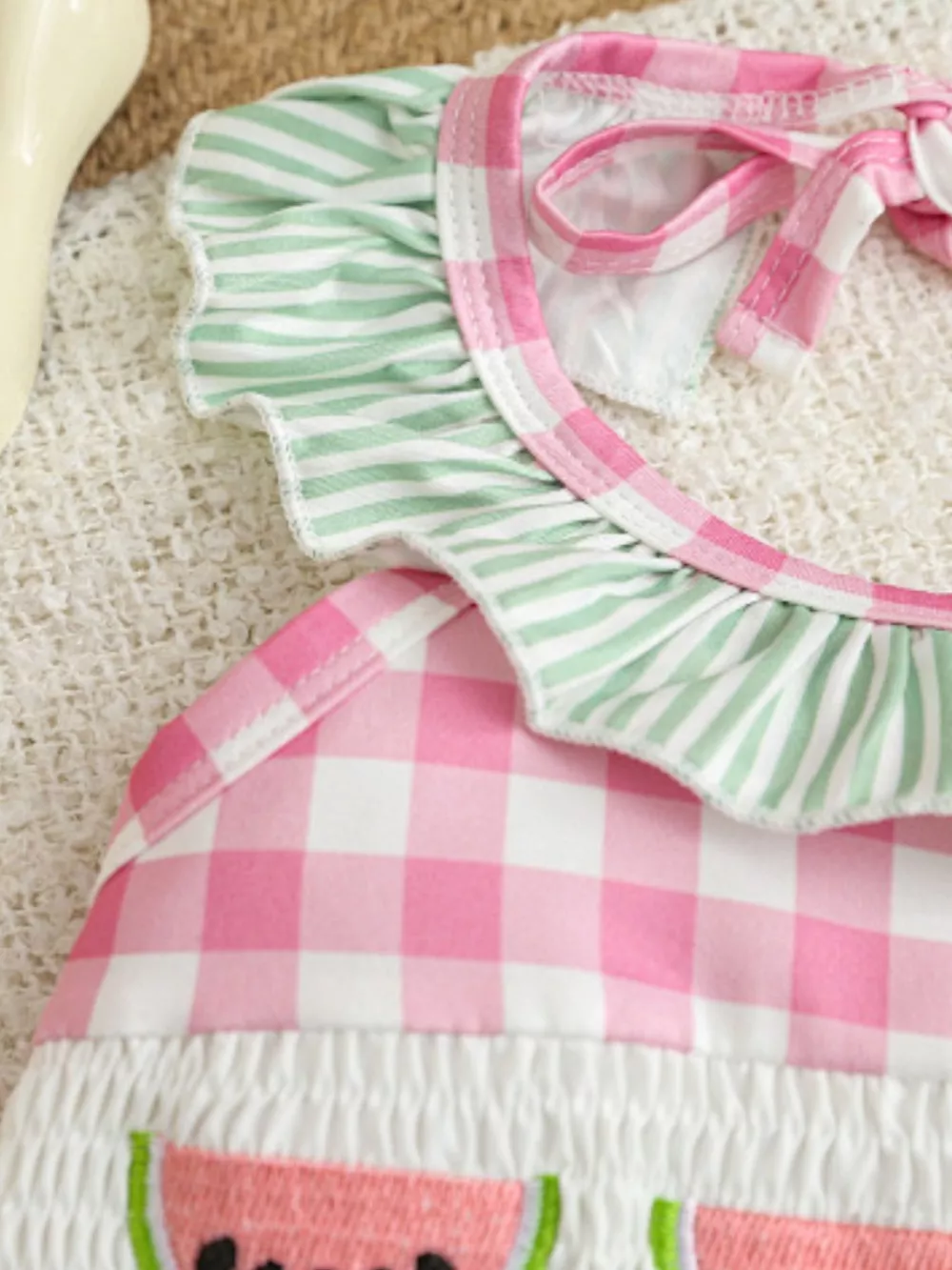 Children's Watermelon Gingham Ruffle One-Piece, image 3