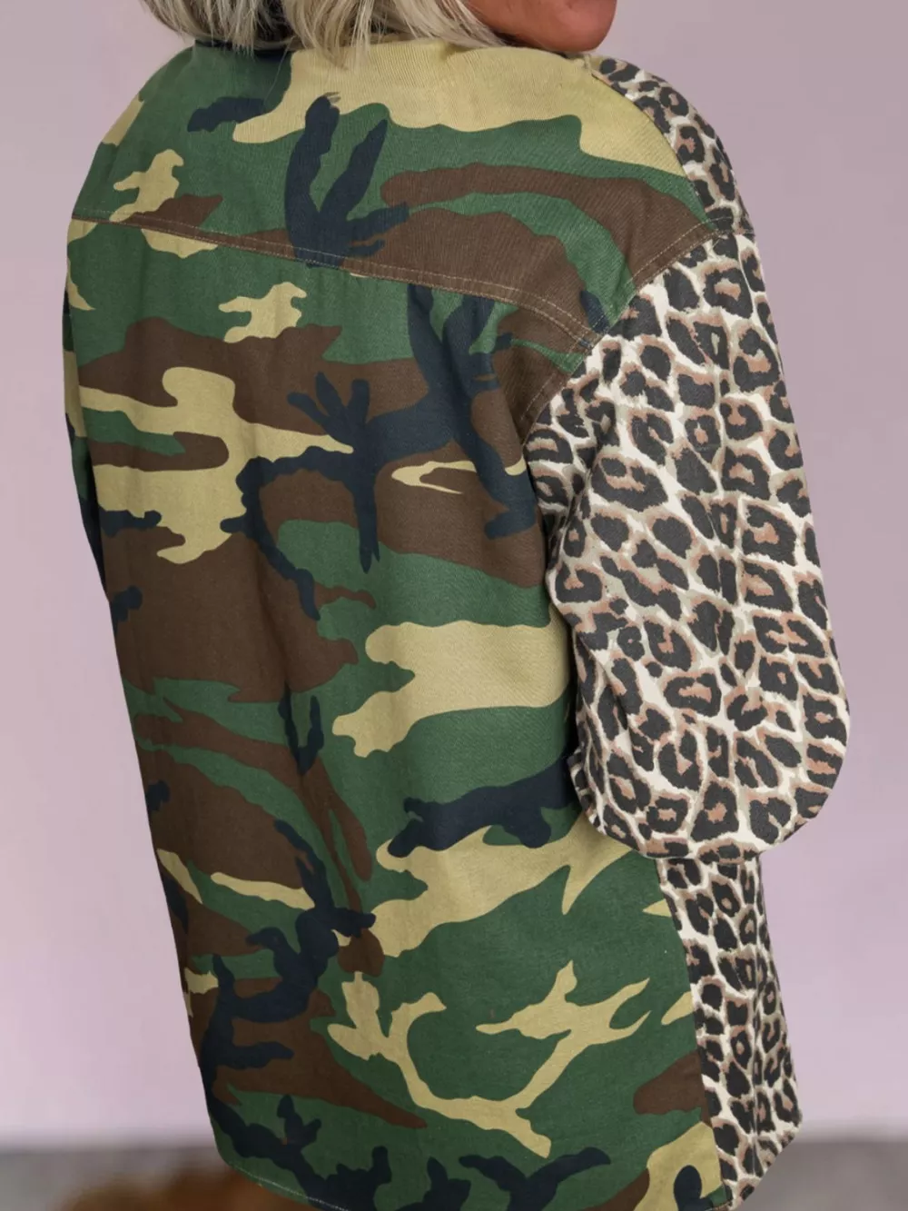 Camouflage Leopard Print Mixed Pattern Oversized Jacket, image 3