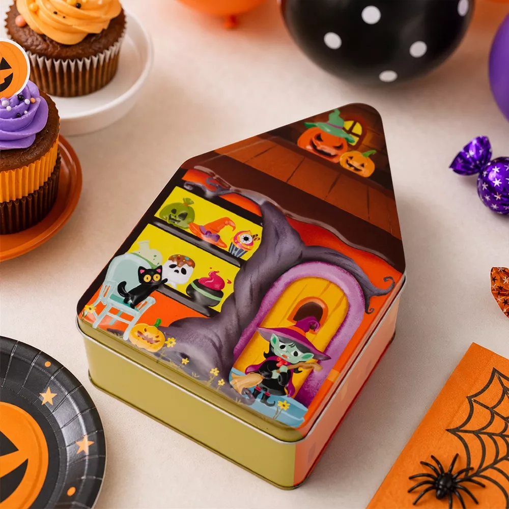 Halloween House Shaped Metal Candy Storage Box