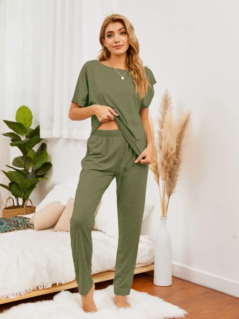 Boat Neck Top and Pants Lounge Set, image 10